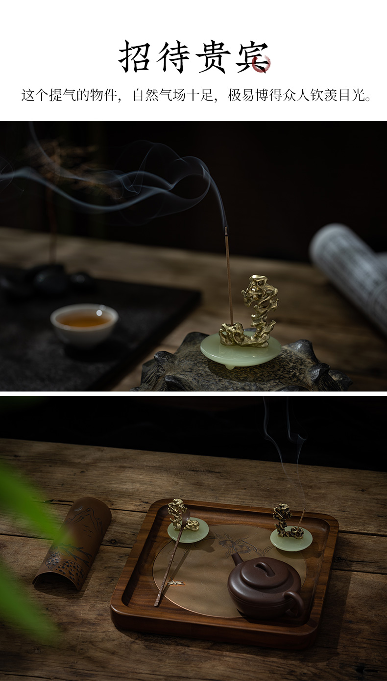 蜂鳥【文(wén)創】茶台喝(hē)茶銅器擺件茶寵裝(zhuāng)飾 香插蓋置兩用(yòng)茶道配件