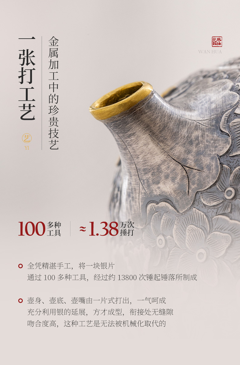 蜂鳥【傳家系列】翡翠把翡翠鈕包金嘴錾刻牡丹小(xiǎo)壺